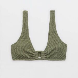 NWT Aerie Shimmery Crinkle Ring Wide Strap Scoop Bikini Top XS